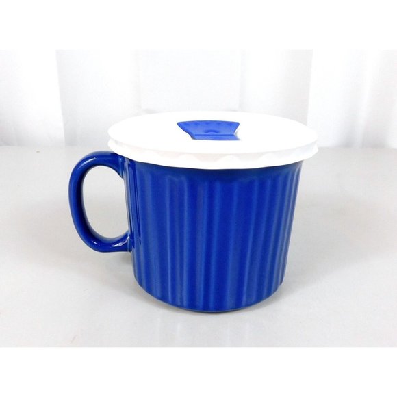 Corning Ware Colours Stoneware Soup Bowl Mugs Blueberry Vented Lid 20 oz - Picture 6 of 14